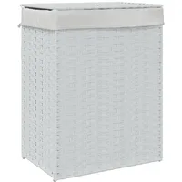 vidaXL Wäschekorb mit Deckel Weiß 46x33x60 cm Poly Rattan