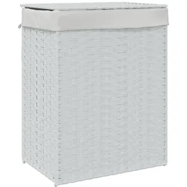 vidaXL Wäschekorb mit Deckel Weiß 46x33x60 cm Poly Rattan