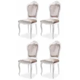 Casa Padrino Luxus Barock Samt Esszimmer Stuhl 4er Set Grau / Weiß - Barock Möbel
