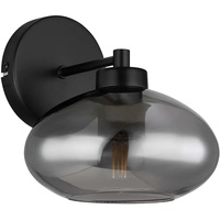 GLOBO Wandleuchte Wandlampe Flurlampe Schlafzimmerleuchte Wohnzimmerlampe, Metall schwarz Glas