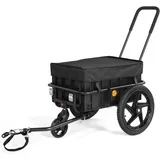 SEPNINE Fahrradlastenanhänger 2 in 1 Handwagen mit Schiebestange, Eisenrahmen 40 kg,Faltbar schwarz