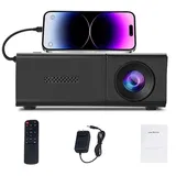 Mini Projektor - T4 Beamer - HD - Bildschirmspiegelung per WLAN - Akku- & Netzbetrieb (AC & DC) - Mehrere Anschlüsse - Schwarz
