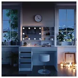 Vicco Schminktisch Sherry Weiß 120 x 75 cm Spiegelregal LED & Hocker