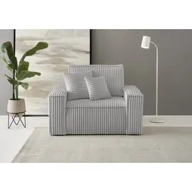 OTTO home Loveseat FINNLEY Cord 120 x 85 x 86 cm Grau inkl. Zierkissen