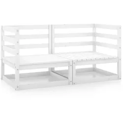 vidaXL Garten-Ecksofas 2 Stk. Weiß Kiefer Massivholz