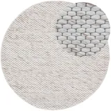 carpetfine Wollteppich Sina beige, H:14mm Ø:80cm, Wolle, Teppiche, grobe Struktur, Zeitloses Design, reine Wolle, Wohnzimmer