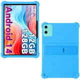 Schutzhülle für Odea A10 Android 14 Tablets, 25,4 cm (10 Zoll) Tablet 2024, weiches Silikon, stoßfest, leicht, mit Ständer, kinderfreundlich, weiches Silikon, verstellbarer Ständer, Hellblau