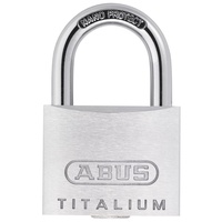 ABUS Titalium Vorhängeschloss 80TI/40 gl.-8011 - gleichschließend - Kellerschloss mit leichtem, massiven Schlosskörper aus Spezial-Aluminium - ABUS-Sicherheitslevel 6 - Silber