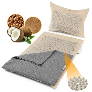 NEOLYMP Akupressurmatte Set – Beige-Grau – 5.670 Spitzen mit Kissen und Tragetasche beige No Size