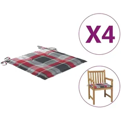 vidaXL Gartenstuhl-Kissen 4Stk. Rot Karomuster 50x50x3cm Oxford-Gewebe