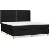 vidaXL Boxspringbett mit Matratze Schwarz 180x200 cm Stoff1380125