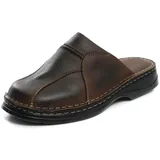 Leder Hausschuhe Herren – Bequeme Herren Pantoffeln & Clogs aus Echtleder, Handgefertigt, Rutschfeste Sohle, Größen 41–47 (Braun, 47, EU Schuhgrößensystem, Erwachsene, Herren, Numerisch, M, 47) - 47 EU