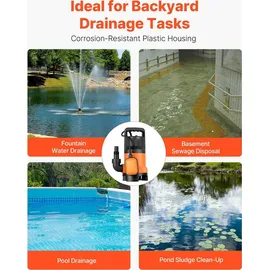 Vevor Tauchpumpe 650W PP-GF20 15000L/h mit automatischem Schwimmerschalter