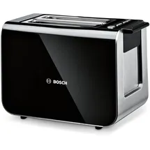 Bosch Toaster Styline TAT8613N, integrierter Brötchenaufsatz, Liftfunktion, Auftaufunktion, Abschaltautomatik, Brotzentrierung, 800 W, Edelstahl/schwarz