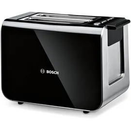 Bosch Toaster Styline TAT8613N, integrierter Brötchenaufsatz, Liftfunktion, Auftaufunktion, Abschaltautomatik, Brotzentrierung, 800 W, Edelstahl/schwarz