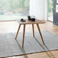 Kadima Design Retro Landhausstil Esstisch Massivholz - Braun, Handgefertigt. 80x80x76 cm