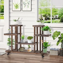Outsunny Blumenständer, Braun, Holz, 33x80x123.5 cm