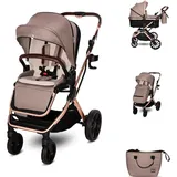 Lorelli Kinderwagen 2 in 1 Glory Adapter, Babywanne, umkehrbarer Sportsitz beige