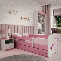raumhirsch furniture Kinderbett Einhorn 80 x 180 cm Holzwerkstoff rosa