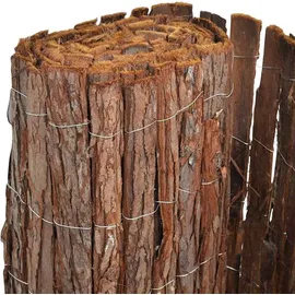 vidaXL Rindenzaun 100 x 600 cm Braun/Holz
