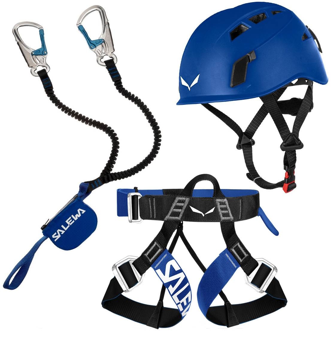 Klettersteig Komplettset Salewa Premium Attac plus Gurt und Helm blue