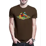 Urban Backwoods Print-Shirt Cube Meltdown Herren T-Shirt Zauberwürfel 80s Magic Speed Cubing Cuber (1-tlg) Speedcube Algorithm Cube Würfel braun XS