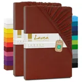 Lavea Spannbettlaken Maya, in Gr. 60x140, 90x200, 120x200, 140x200, 180x200 oder 200x220 cm, Baumwolle, Gummizug: rundum, (2 Stück), Jersey Spannbetttuch für Topper, Boxspring- und Wasserbetten braun 140/160 cm x 200 cm