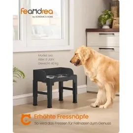 Songmics FEANDREA Futternapf in 6 Höhen verstellbar neigbar, 3 Näpfe mitgeliefert