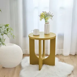[en.casa] Beistelltisch, Kysdajore rund 50 x Ø40 cm Senfgelb Kleiner Tisch für Wohnzimmer Schlafzimmer Indoor