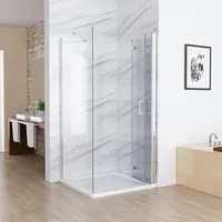 MIQU Duschkabine 120 x 80 x 195 cm Eckeinstieg Falttür Duschabtrennung, 120 Faltbar Duschtür mit 80 Seitenwand 6mm NANO ESG Glas Duschwand, Drehfalttür Komplett Dusche ohne Duwchwanne