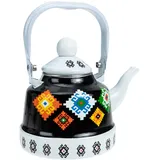 YARNOW Wasserkessel Enamel Tea Kettle Retro Decorative Teapot 1. 1L Porcelain Enameled Water Boiling Pot Heating Water Kettle for Kitchen Home Supplies Black Emaille Teekessel Bunt Enamel Pot