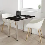 70x50 | Esszimmertisch - Esstisch - Tisch mit Chrombeinen - Küchentisch - Bürotisch | WENGE - Silber