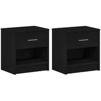 VidaXL Nachttische 2 Stk. mit Schublade Schwarz 39x28x41 cm
