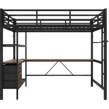 modfu Hochbett Modfu 90 x 190 cm Metall schwarz
