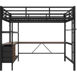 modfu Hochbett Modfu 90 x 190 cm Metall schwarz