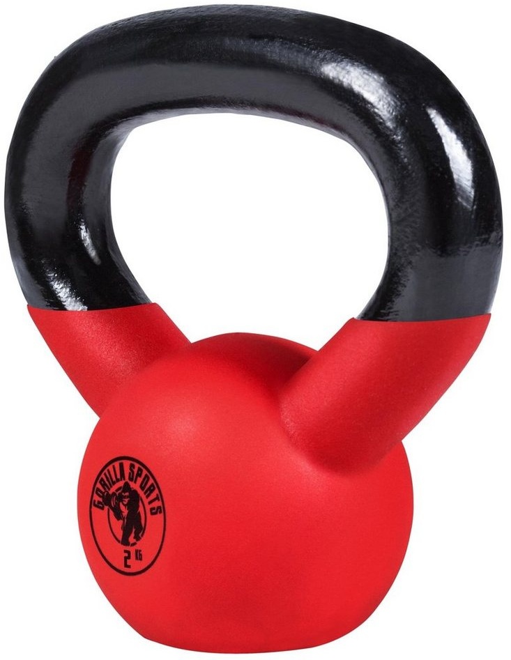 GORILLA SPORTS Kettlebell 2 - 32 kg Gewichte, Gusseisen, Neopren - Kugelhantel, Schwunghantel, (Einzeln / Set), Bodenschonende, Kugelgewicht für Fitness, Gym, Krafttraining