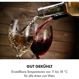 Klarstein Weinkühlschrank, Getränkekühlschrank Schmal, 1 Zone Kühlschrank mit Glastür, Outdoor GetränkekühlschränkeFreistehend, Weinkühlschrank Klein, Kühlschrank mit Uv-schutz, 11-18°c, 18