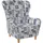 Supellex Ohrensessel Sofia Patchwork maritime Motive 92 x 68 x 95 cm Blau mit Hocker