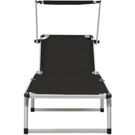 vidaXL Klappliege 186 x 58 x 25,5 cm schwarz inkl. Sonnendach