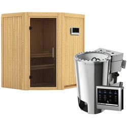 KARIBU Sauna »Tuckum«, inkl. 3.6 kW Saunaofen mit externer Steuerung, für 3 Personen - beige