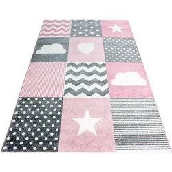 Kinderteppich AYYILDIZ TEPPICHE "Kids 620" Gr. 2, pink, B:80cm H:12mm L:150cm, Kunstfaser, Teppiche