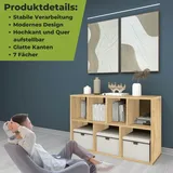 Coemo Bücherregal Twin aus Holz 7 Fächer Natur Sonoma -