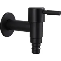 Edelstahl-armatur, Wandarmatur Für Spüle, Kaltwasserhahn Für Garten Und Terrasse, Schwarz Lackiert, 7,6 Cm Lang