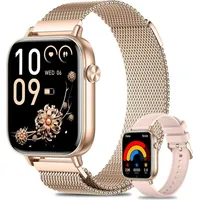 Smartwatch Damen, 1.83 Zoll HD-Display Smart Watch mit Telefonfunktion, 100+ Sportmodi Fitness Tracker mit Herzfrequenz SpO2 Schlafmonitor, IP68 Wa... - Rosa