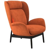 FLEXLUX Ohrensessel »Padova«, Stil & Komfort, organische Form, Ledenstütze integriert, Fuß schwarz orange