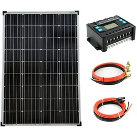 Solartronics Komplettset 1x100 Watt Monokristallin 5-Busbars 20A Laderegler 12V / 24V Kabel