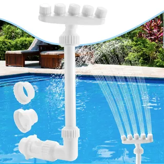 Ueyben Verstellbarer Poolbrunnen, Pool Wasserfall Sprinkler Mit Adapter Wasserfall Kühler Belüfter Spray Pool Zubehör Mit 5 Düsen Für Schwimmbad