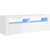 vidaXL TV-Schrank mit LED-Leuchten Hochglanz-Weiß 120x35x40 cm