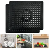 thirei 2 Stück Spülbeckeneinlage, Spülbeckenmatte Sink Mat, Spülbeckeneinlage Gummi, 31 x 26 cm, für Küche und Bad, Schwarz Spülmatte für Spülbecken