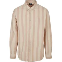 URBAN CLASSICS Striped Langarmhemd Unionbeige / Soft Sea Graass